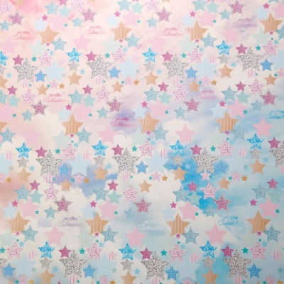 Бумага упаковочная глянцевая "Звездочки", 70 х 100 см
