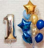 Сет шаров "Первый День рождения", голубой