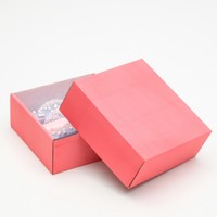 Коробка сборная, крышка-дно, розовая, 14,5 х 14,5 х 6 см