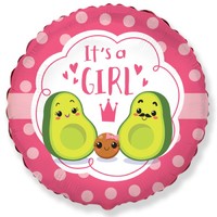 Шар фольгированный 18" «С рождением девочки!», семья авокадо, круг, розовый