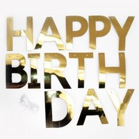 Гирлянда-буквы, Happy Birthday, Золото, 250 см