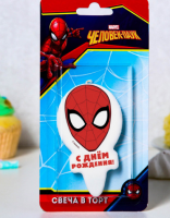 Свеча в торт "С Днем Рождения!", Человек-паук голова