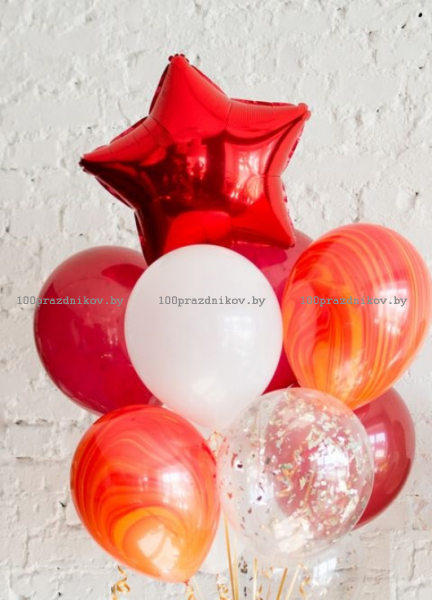 Набор фольшированных шаров красный цвет