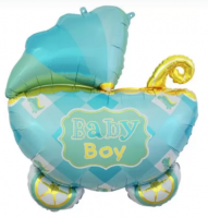 Шар (35''/89 см) Фигура, Коляска для мальчика, Голубой, 1 шт.