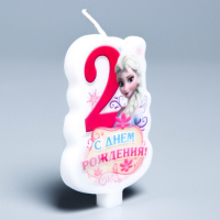 Свеча в торт Дисней "С днем рождения" цифра 2 Холодное сердце