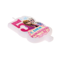 Свеча в торт "С днем рождения", цифра 5, Холодное сердце