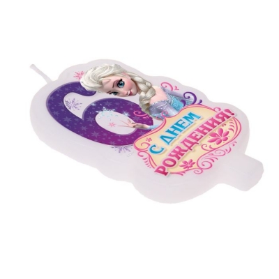 Свеча в торт "С днем рождения", цифра 6, Холодное сердце