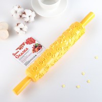 Скалка кондитерская «Цветочки», 37 см, фактурная