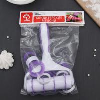 Валик для нарезки и тиснения теста Доляна «Лепота», валик, 4 насадки d=3/4 см, 9 разделителей, 12 колес-резаков, 2 стопера