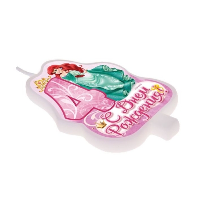 Свеча в торт "С днем рождения", цифра 4, Принцессы