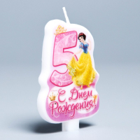 Свеча в торт Дисней "С днем рождения" цифра 5 Принцессы