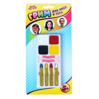 Грим для лица и тела, 4 цвета + 4 карандаша + 2 аппликатора