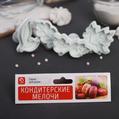 Набор плунжеров кондитерских Доляна «Листва», 4 шт, цвет МИКС