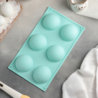 Форма для выпечки Доляна «Полусфера», 27×18 см, 6 ячеек (d=6,5 см)