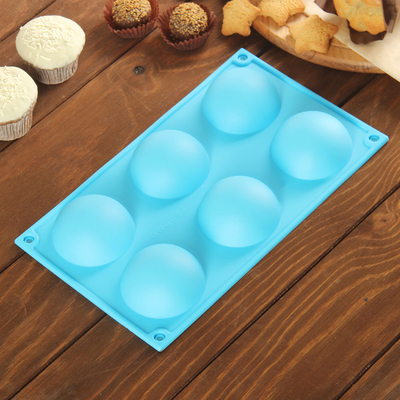 Форма для выпечки Доляна «Полусфера», 27×18 см, 6 ячеек (d=6,5 см)