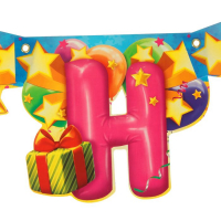 Гирлянда "С днём рождения!", цветные буквы