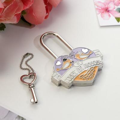Замок свадебный с заливкой с ключом «Совет да любовь», 5 х 3,6 см