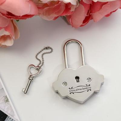 Замок свадебный с заливкой с ключом «Совет да любовь», 5 х 3,6 см