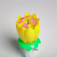 Свеча для торта музыкальная "Тюльпан", жёлтая, 12×5 см