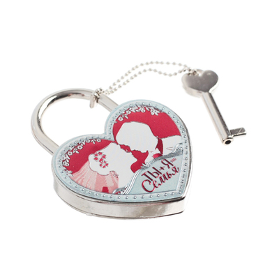 Свадебный замок фольгированный с ключом «Ты + Я = СЕМЬЯ», 4,5 х 6 х 0,8 см