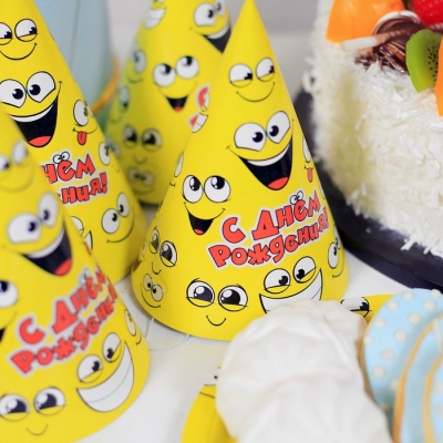 Набор бумажной посуды "С Днём Рождения", смайлики