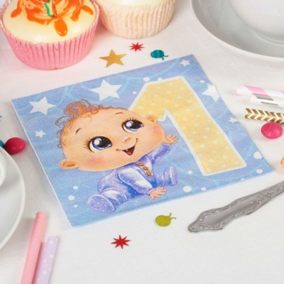 Cалфетки "1 годик"малыш 25*25см (набор 20 шт)