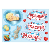 Набор магнитов на авто "Любимая, спасибо за сына!"