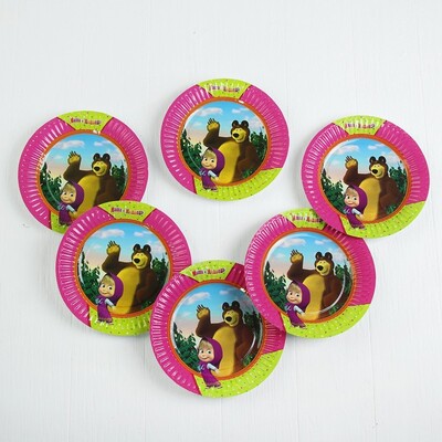 Тарелка бумажная «Маша и Медведь», 17см, набор 6 шт.