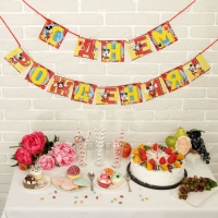 Гирлянда на ленте "С Днем Рождения!", Микки Маус, дл. 215 см