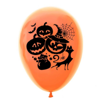 Шар воздушный 12" Happy Hallowee(черный-оранжевый) 