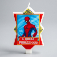 Свеча в торт "С Днем Рождения", Человек-паук, 8 х 16.5 см