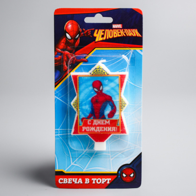 Свеча в торт "С Днем Рождения", Человек-паук, 8 х 16.5 см