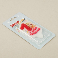 Свеча для торта цифра "Мишка" красная "1"