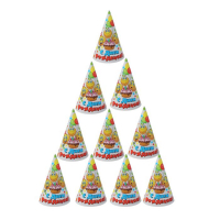 Колпак бумажный "С Днем Рождения" смайлы и звезды