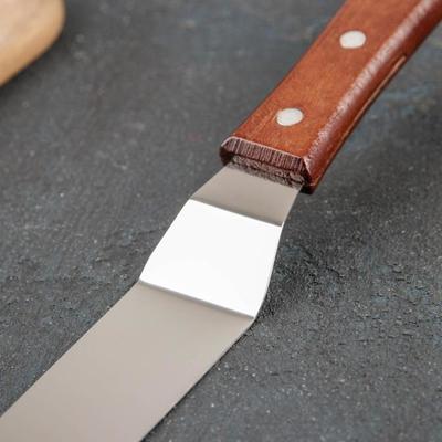 Лопатка-палетка с деревянной ручкой, изогнутая, 31,5 см