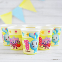 Стакан бумажный "Малышарики" 1ГОДИК, 250 мл, (набор 6 шт)   1502-2137