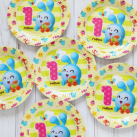 Тарелка бумажная "Малышарики" 1ГОДИК, 17 см (набор 6 шт)