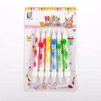 Свечи в торт "С днём рождения" 7*0,6 см 6 шт