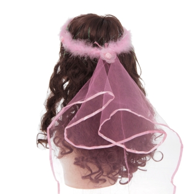 Венок меховой "Влюбленность" с вуалью