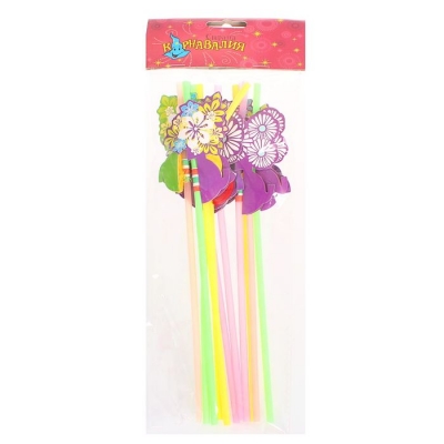 Трубочка для коктейля "Цветы" ( набор 12 шт), цвета МИКС