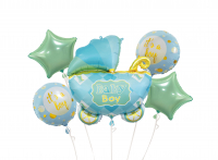 Шар (35''/89 см) Фигура, Коляска для мальчика, Голубой, 1 шт.