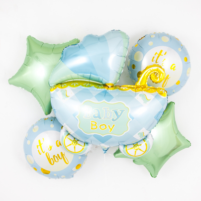 Шар (35''/89 см) Фигура, Коляска для мальчика, Голубой, 1 шт.