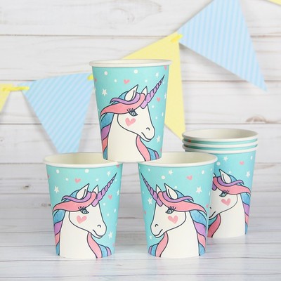 Стакан бумажный «Единорог с сердечком», набор 6 шт.