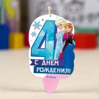 Свеча в торт цифра Дисней 4 "С Днем Рождения", Холодное сердце