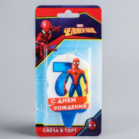 Свеча в торт 7 "С Днем Рождения", Человек-паук