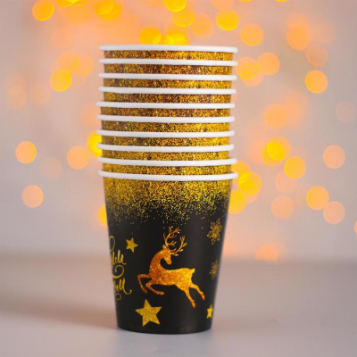Стакан бумажный «С Новым годом», золотые олени, 250 мл, 10 шт