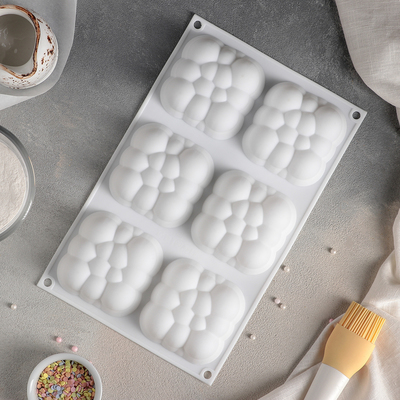 Форма для муссовых десертов и выпечки Доляна «Облачко», 30×18,8 см, 6 ячеек, цвет белый