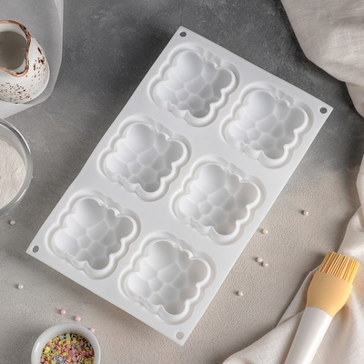 Форма для муссовых десертов и выпечки Доляна «Облачко», 30×18,8 см, 6 ячеек, цвет белый