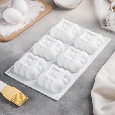 Форма для муссовых десертов и выпечки Доляна «Облачко», 30×18,8 см, 6 ячеек, цвет белый