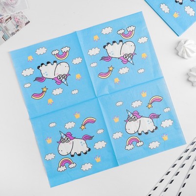 Салфетки бумажные «Единорог в облаках», 33х33 см, набор 20 шт.